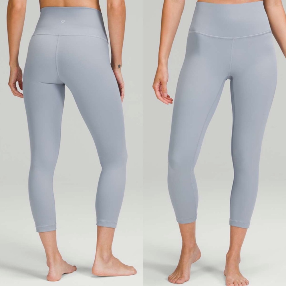 Lululemon Wunder under 23” cropped tights chambray blue Sz 10